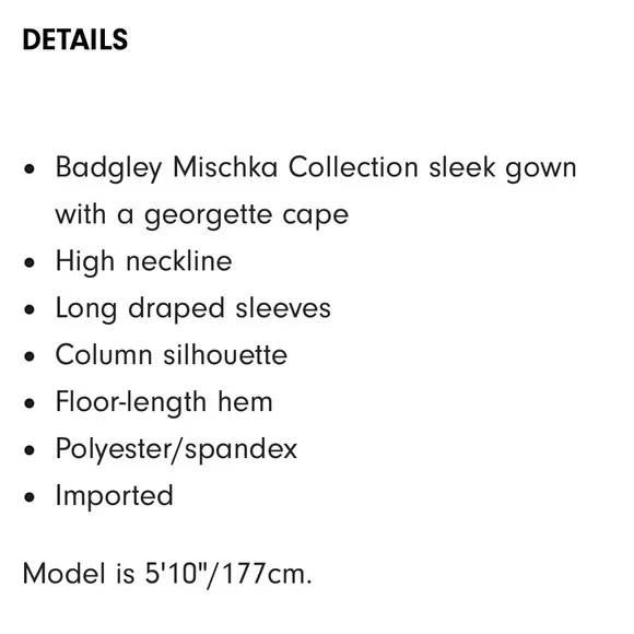 NWT BADGLEY MISCHKA GEORGETTE CAPE GOWN - Picture 14 of 16